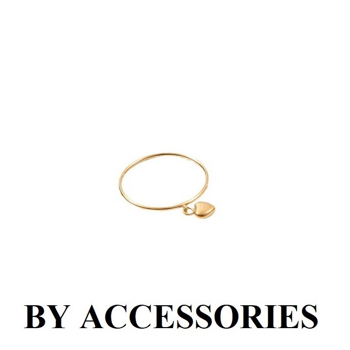Nhẫn nữ titan tròn mảnh phối mặt trái tim mạ vàng 18K nhỏ xinh không gỉ WR2430 BY ACCESSORIES