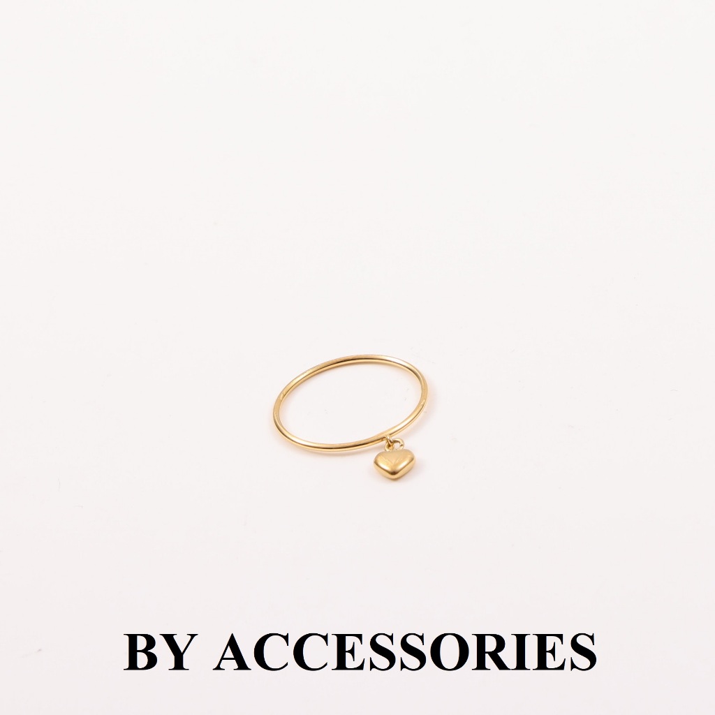 Nhẫn nữ titan tròn mảnh phối mặt trái tim mạ vàng 18K nhỏ xinh không gỉ WR2430 BY ACCESSORIES