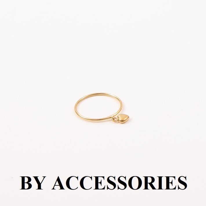 Nhẫn nữ titan tròn mảnh phối mặt trái tim mạ vàng 18K nhỏ xinh không gỉ WR2430 BY ACCESSORIES