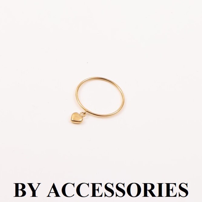 Nhẫn nữ titan tròn mảnh phối mặt trái tim mạ vàng 18K nhỏ xinh không gỉ WR2430 BY ACCESSORIES