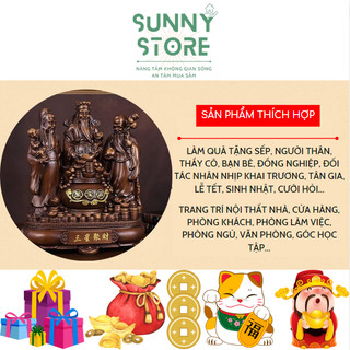 Tượng Tam đa, Phúc Lộc Thọ, Tam tinh, Tượng phong thủy, Decor Trang trí nhà cửa, Quà tặng ý nghĩa - SUNNY