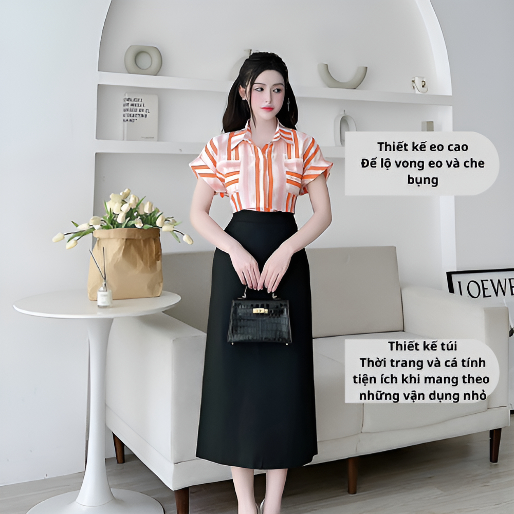 Chân Váy Chữ A Dáng Suông 80cm_Thời Trang Công Sở Cao Cấp_Chất Liệu Vitex Lót Lụa Full Váy_CV38CC