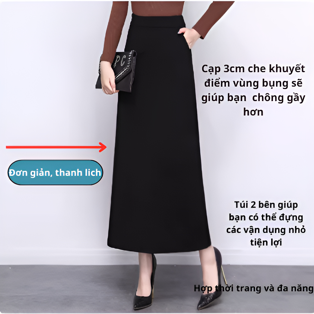 Chân Váy Suông 90cm_May 2 lớp_Chất Vải Vitex_Chân Váy Công Sở_CV60