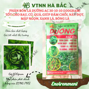 Phân bón lá Dưỡng AC 30-10-10 (100gram) - Tốt cho rau, củ, quả, giúp đâm chồi, nảy đọt, mập ngọn, xanh lá, bóng lá.