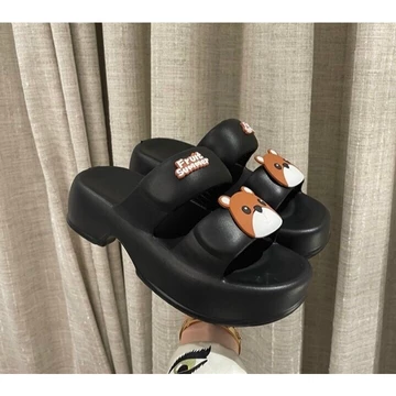 Dép nữ, Dép bánh mì, Dép bánh mì 2 quai cute, Dép hai quai hình gấu đế cao 6010 gấu