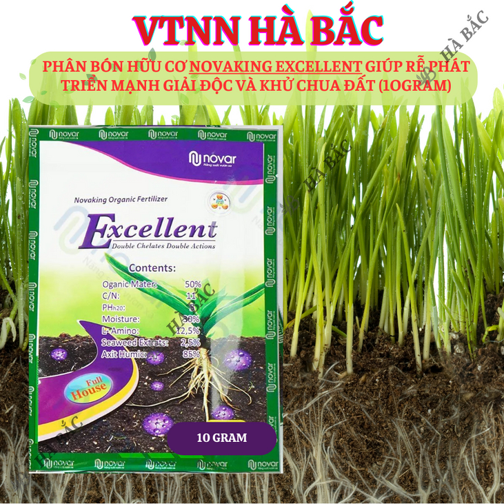 Phân bón hữu cơ NovaKing Excellent giúp rễ phát triển mạnh chống chịu khô hạn ngập úng giải độc và khử chua đất (10gram)