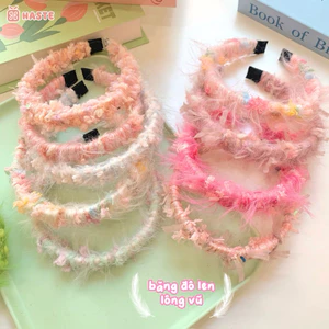 Bờm Tóc Băng Đô Handmade Bằng Len Lông Vũ Phong Cách Hàn Quốc Nữ Tính