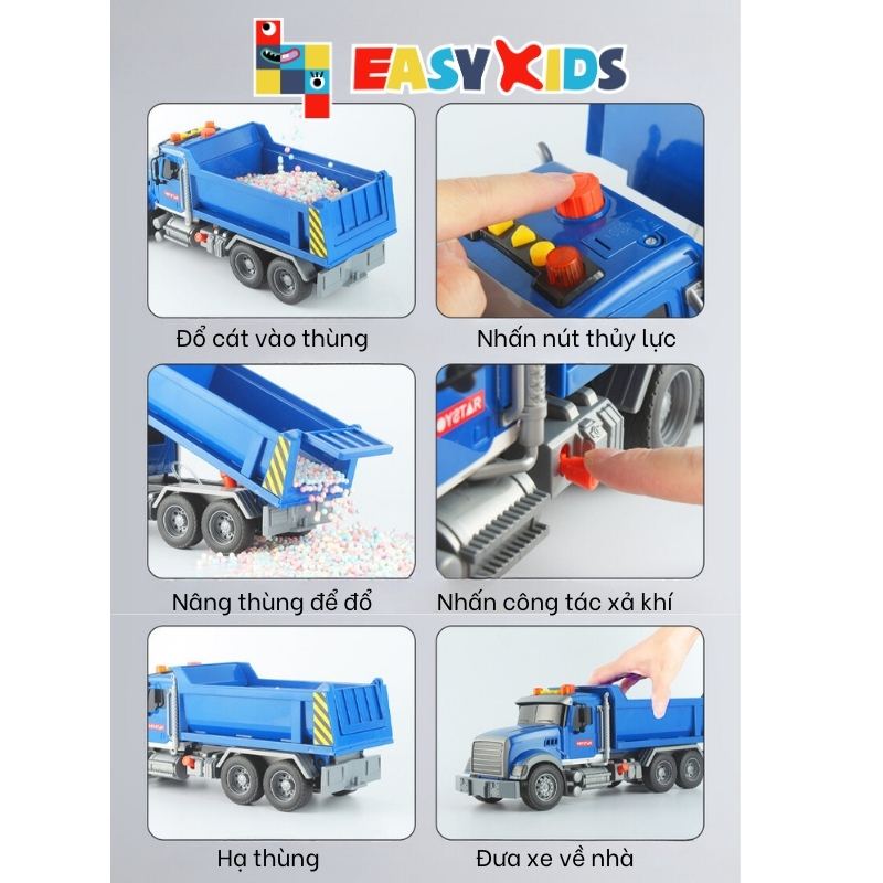 Xe Tải Xe Ben Toystar Đồ Chơi Mô Hình Cỡ Lớn Cho Bé, Đồ Chơi Xe Tải Xe Ben Có Đèn Nhạc Như Thật