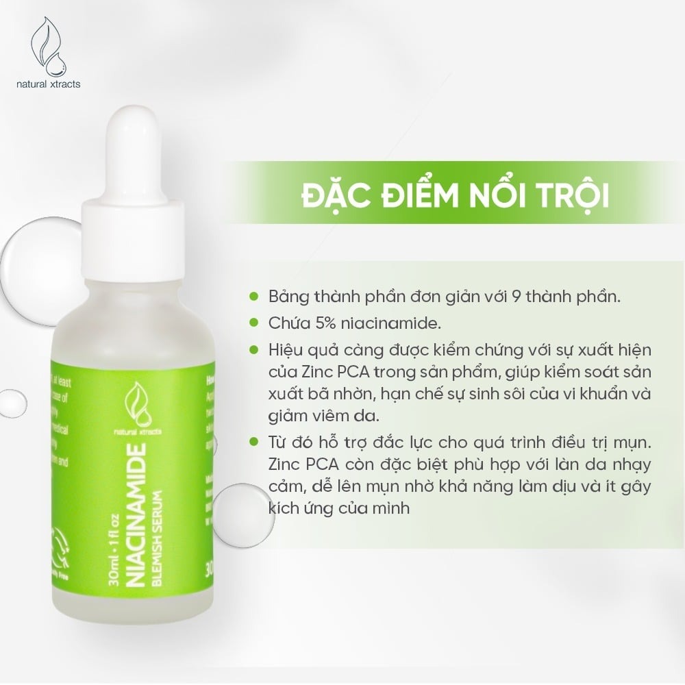 Ảnh Tinh Chất Ngừa Mụn Mờ Thâm Natural Xtracts Niacinamide Blemish Serum 30ml 2