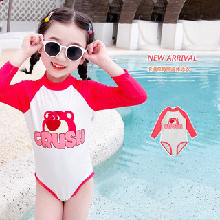 Đồ bơi bé gái liền thân, bikini bé gái liền thân dài tay gấu dâu