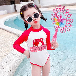 Đồ bơi bé gái liền thân, bikini bé gái liền thân dài tay gấu dâu