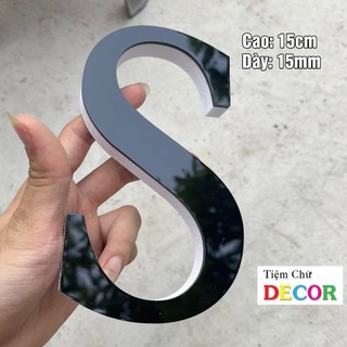 Chữ Nổi Đen Gương 15cm T2 In Hoa Dán Tường Trang Trí Shop - Chữ Decor Biển quảng cáo Chất Liệu Fomex Alu