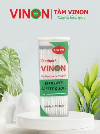 Tăm nhựa nha khoa Vinon hộp 250 cây – Nhựa PP nguyên sinh, an toàn răng miệng, dễ sử dụng hằng ngày