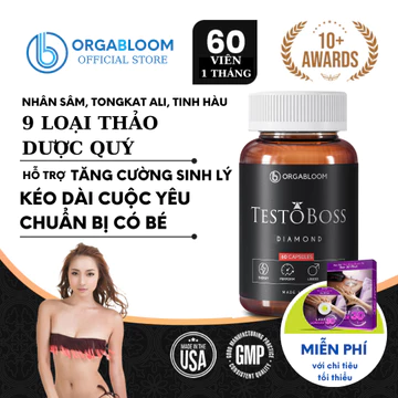 Viên uống Testoboss Usa Tăng cường sinh lý nam với 9 loại thảo mộc quý - Maca Nhân Sâm Tinh Hàu Biển (60v)
