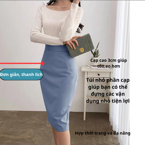 chân váy bút chì, chân váy dáng dài 2 lớp lụa hàn công sở chất tuyết mưa cao cấp loại 1 H1012