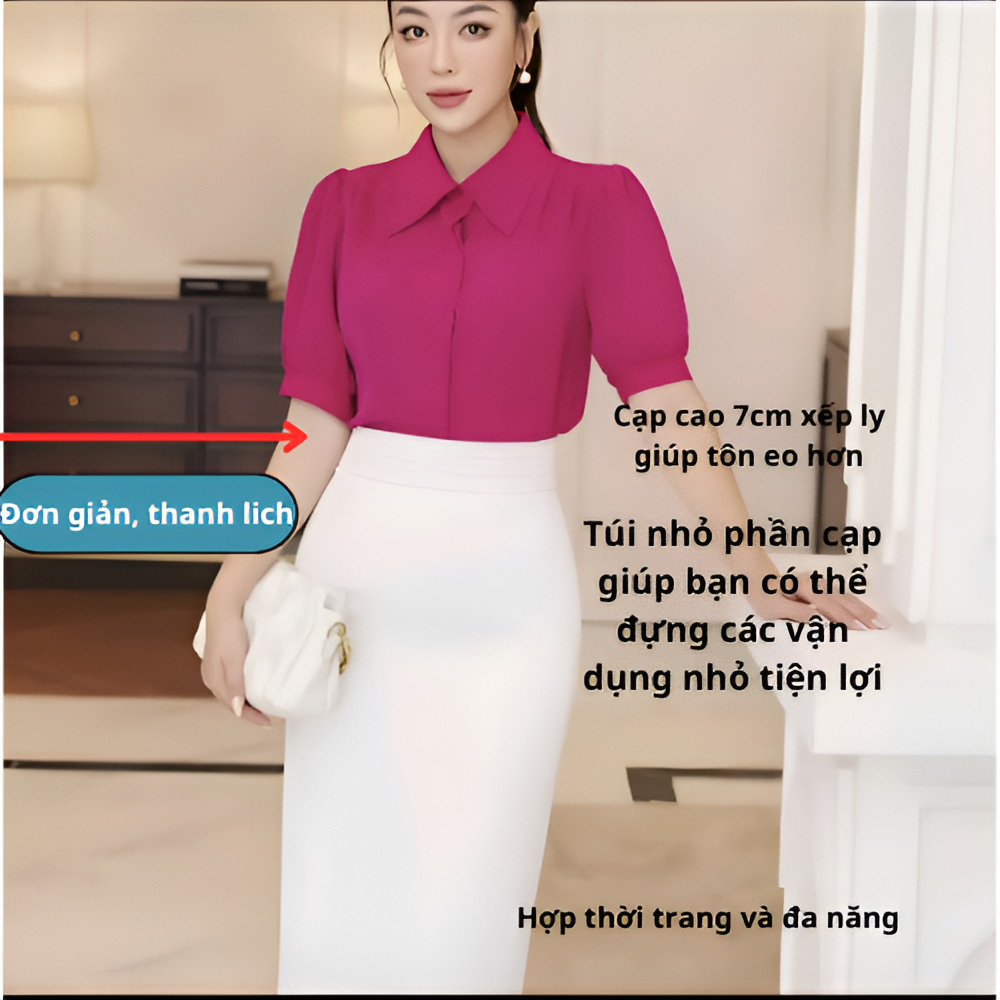 Chân Váy Bút Chì Xếp Ly Cạp Thanh Lịch Thời Trang Dành Cho Các Chị Em Công Sở Dài 70cm
