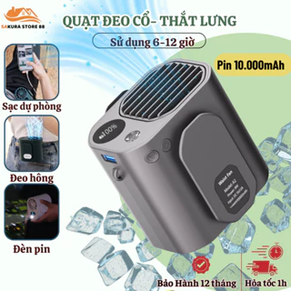 Quạt Đeo Thắt Lưng Tích Điện Gió Siêu Mát, Áo Quạt Điều Hòa Pin 10.000mAh Thời Gian Dùng 6-12h Có Cổng Sạc Điện Thoại