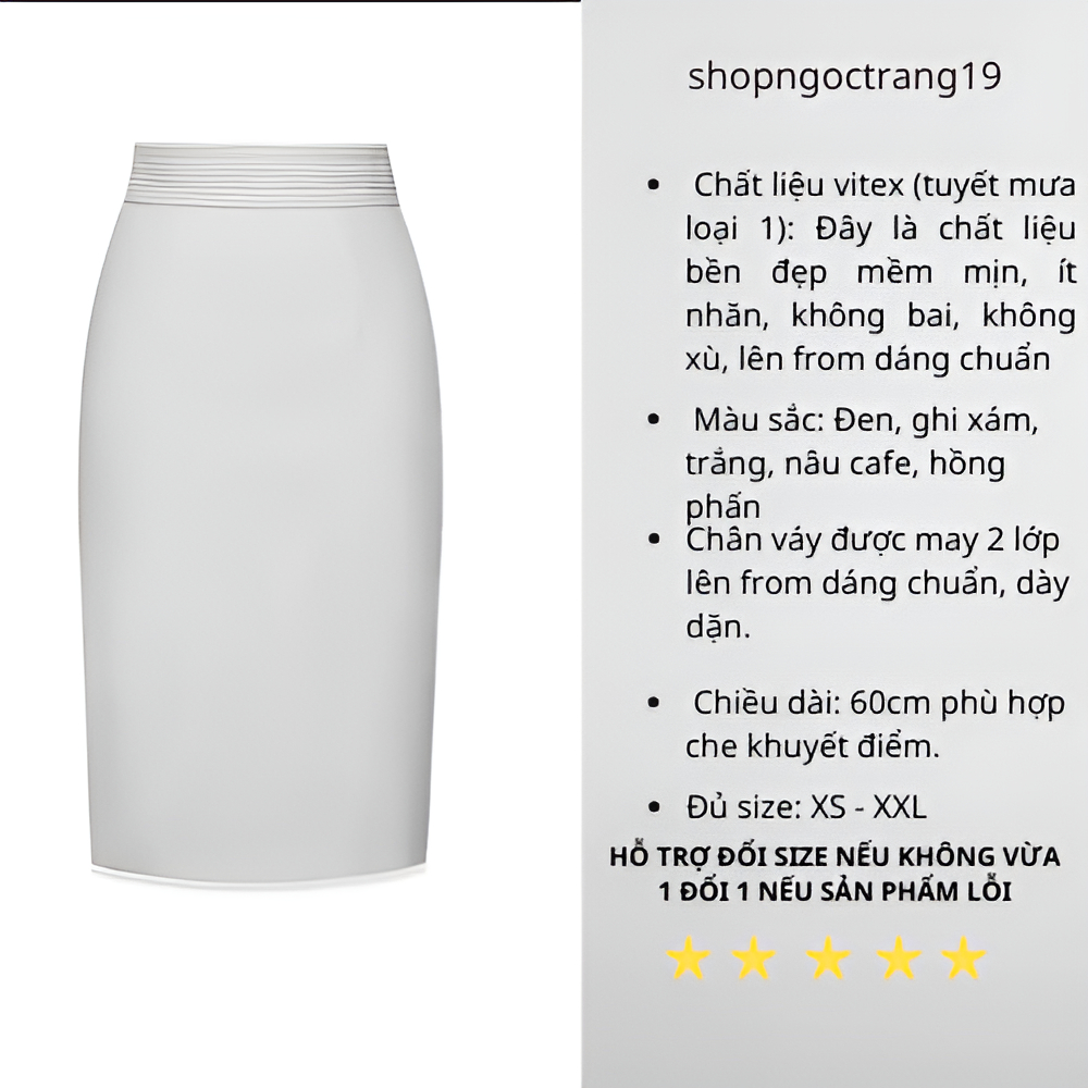 Chân Váy Bút Chì Xếp Ly Cạp Thanh Lịch Thời Trang Dành Cho Các Chị Em Công Sở Dài 70cm