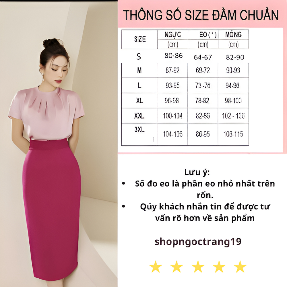 Chân Váy Bút Chì Xếp Ly Cạp Thanh Lịch Thời Trang Dành Cho Các Chị Em Công Sở Dài 70cm