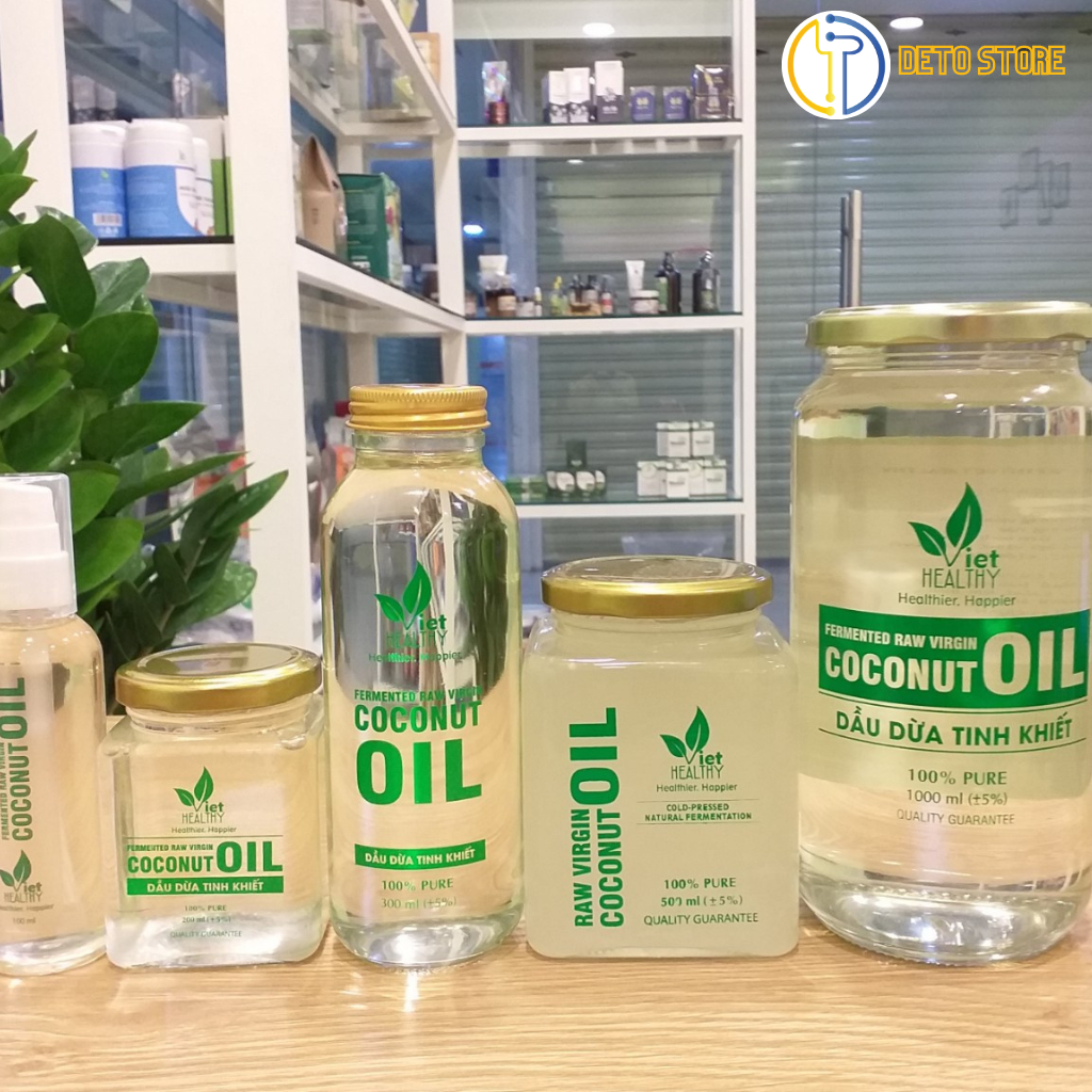 Dầu dừa tinh khiết Viethealthy chính hãng 300ml uống trực tiếp trộn salad dưỡng da dưỡng mi, ăn chay