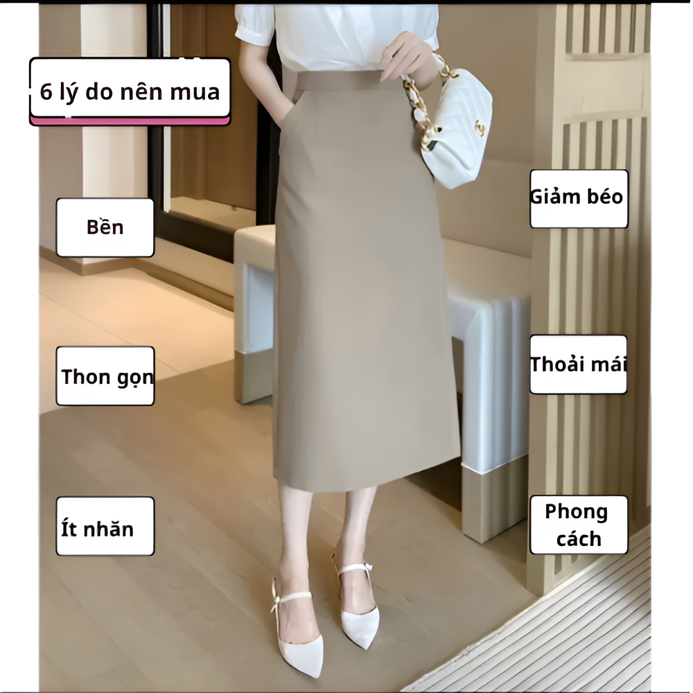 Chân Váy Dáng Suông 80cm_May 2 lớp_Chất Vitex Cao Cấp_Chân Váy Công Sở_Chân Váy Dài_CV38