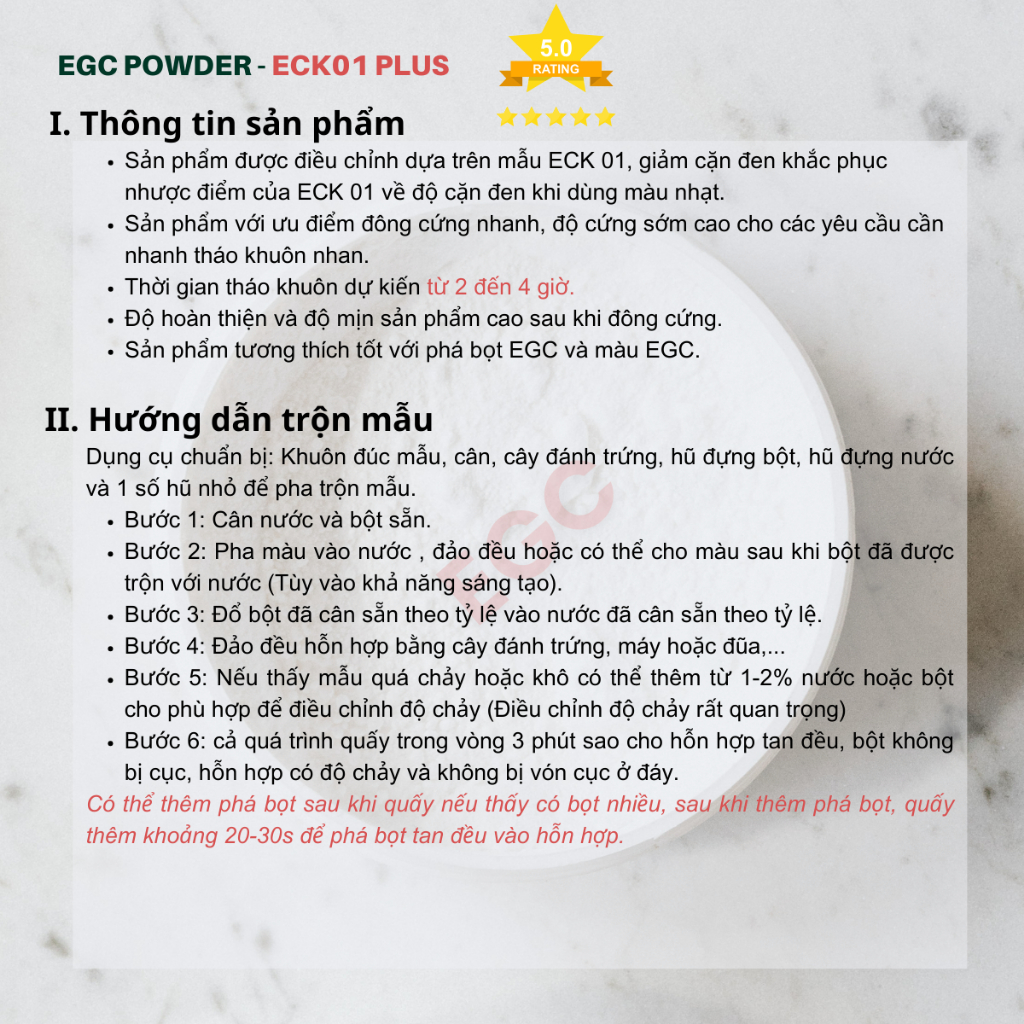 [1kg] EGC Tổng hợp bột đổ khuôn hũ nến nguyên liệu an toàn, chuyên dụng cho đúc khuôn khay tượng decor trang trí nhà cửa