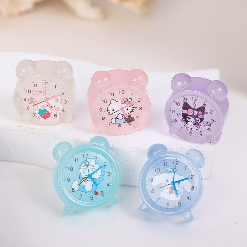 🏵️🏵️ Dễ Thương Đồng Hồ Báo Thức mini Bằng Nhựa resin Dạ Quang diy Để Bàn Trang Trí Phòng Ngủ / Chậu Cây Cảnh/Xe Hơi