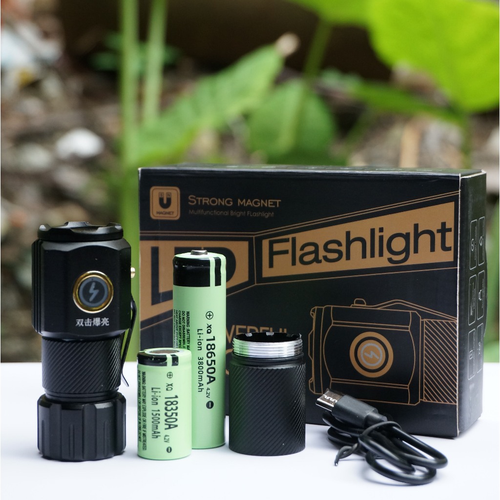 Đèn pin mini siêu sáng Đèn pin mini cầm tay full box hộp kèm pin và sạc ...