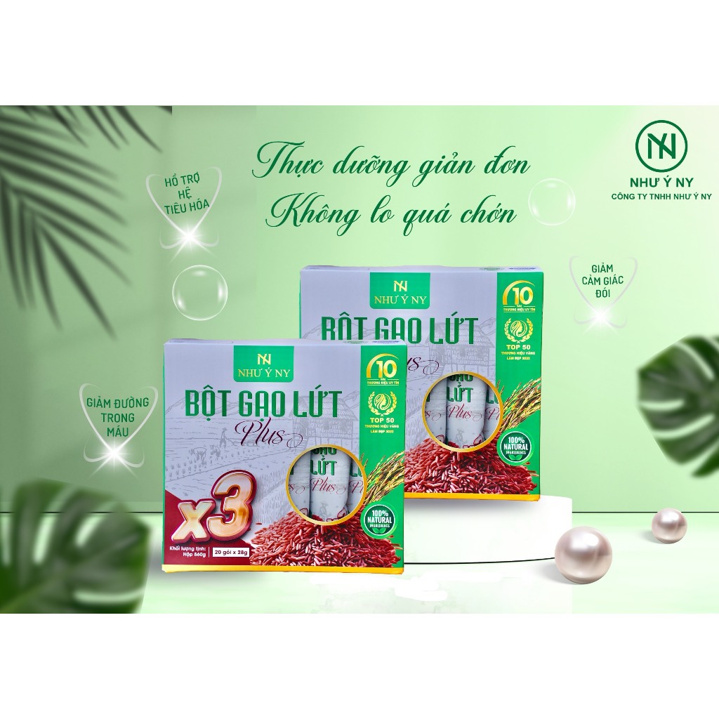 [Mua 2 hộp và 1 trà Lá nam] Bột gạo lứt Plus Như Ý hộp 20 gói hỗ trợ giảm cân, giảm mỡ.