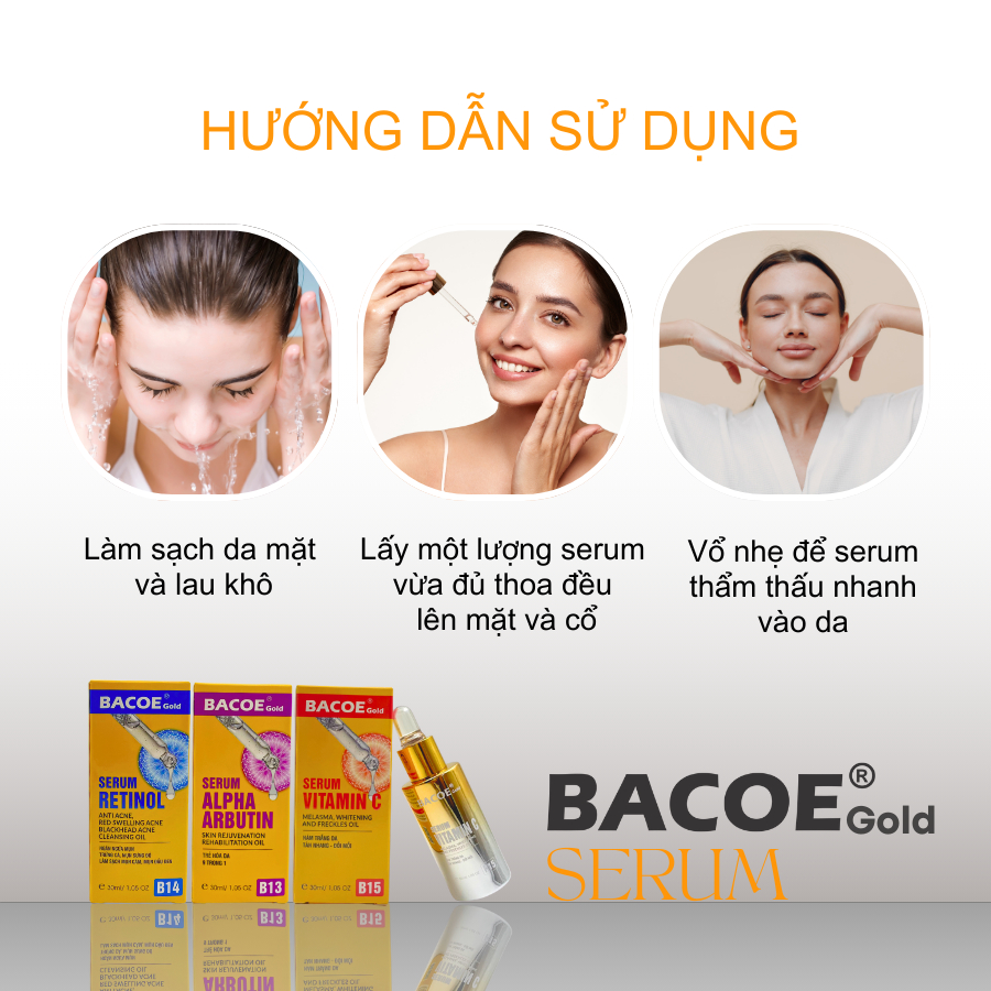 SERUM DƯỠNG DA BACOE GOLD - RETINOL - ALPHA ARBUTIN - VITAMIN C