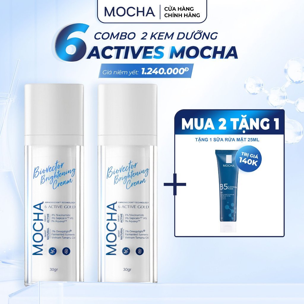 Kem Dưỡng Sáng Và Phục Hồi Da Mocha Biovector 6 Active, Dịu Nhẹ Lành Tính Cho Cả Da Dầu Mụn Nhạy Cảm
