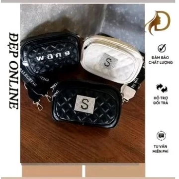 Túi bao tử- túi đeo chéo chữ wang, s đính đá 3 ngăn đa năng tiện lợi, trẻ trung đi chơi, du lịch