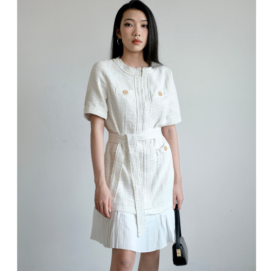 Đầm tweed sang trọng phù hợp tiệc công ty và các sự kiện trang trọng