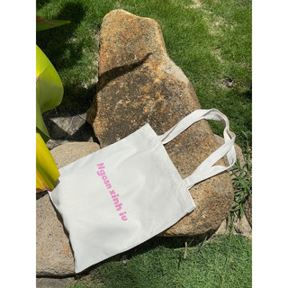 Túi Vải Canvas Tote Bag Ngoan Xinh Iu Màu Be Kem
