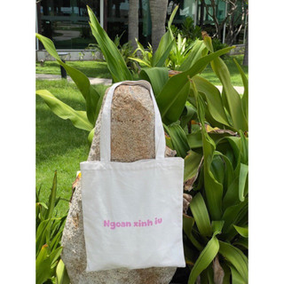Túi Vải Canvas Tote Bag Ngoan Xinh Iu Màu Be Kem