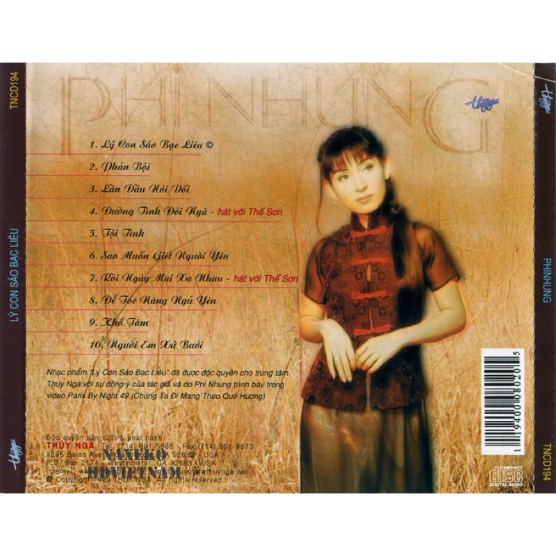 Băng Cassette Phi Nhung - Lý Con Sáo Bạc Liêu