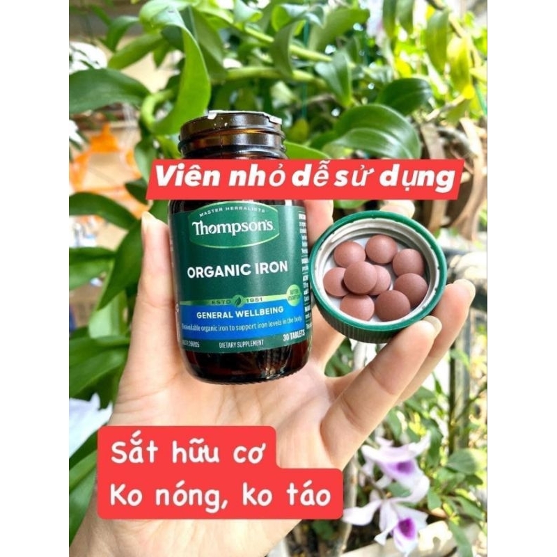 Viên uống sắt hữu cơ, sắt swisse ultiboost iron với vitamin c, tảo xoắn 30 viên úc phòng thiếu máu không gây táo bón cho