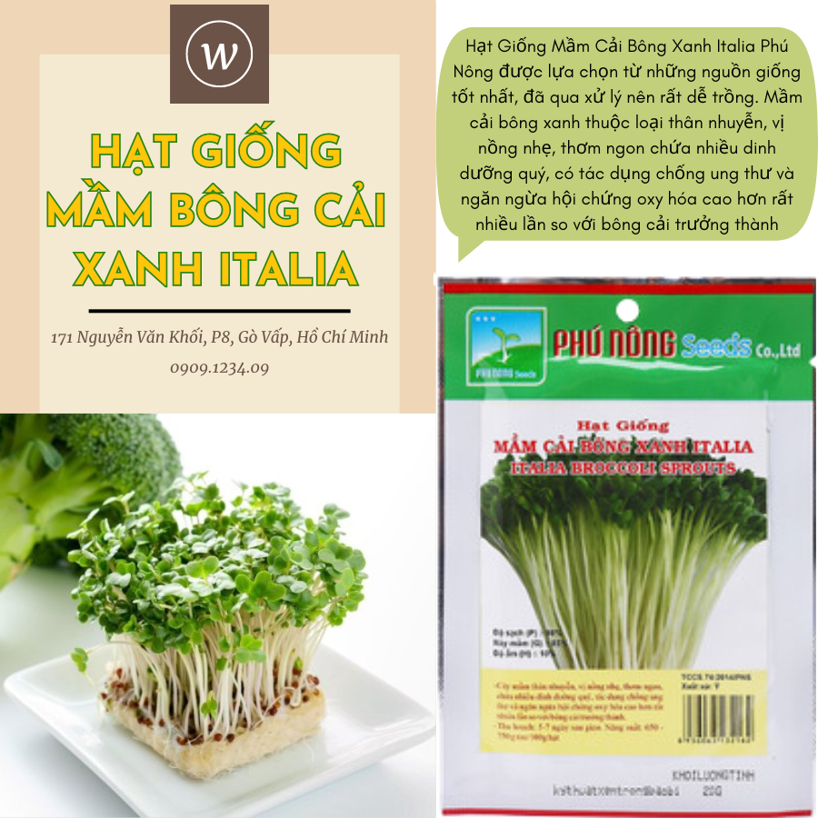 Hạt giống mầm bông cải xanh Phú Nông 1