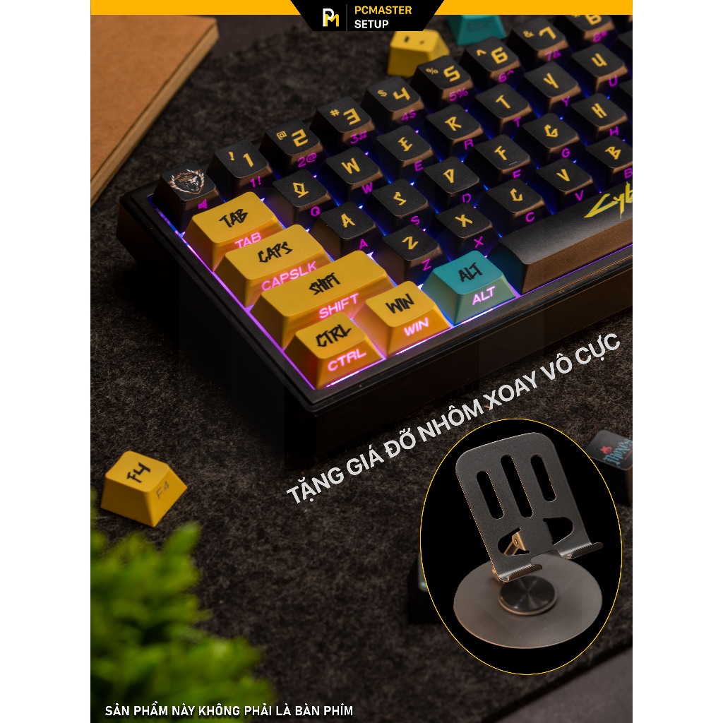 Keycap pbt xuyên led CyberPunk họa tiết in dyesub xuyên led side print ...