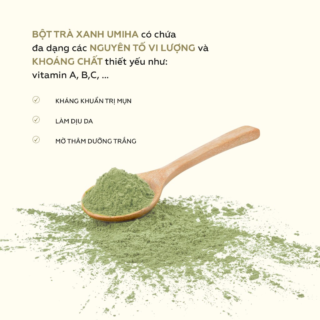 Ảnh Bột Trà Xanh Đắp Mặt Nạ Hữu Cơ Umiha Nguyên Chất 40g | Green Tea Powder 100% Organic 1