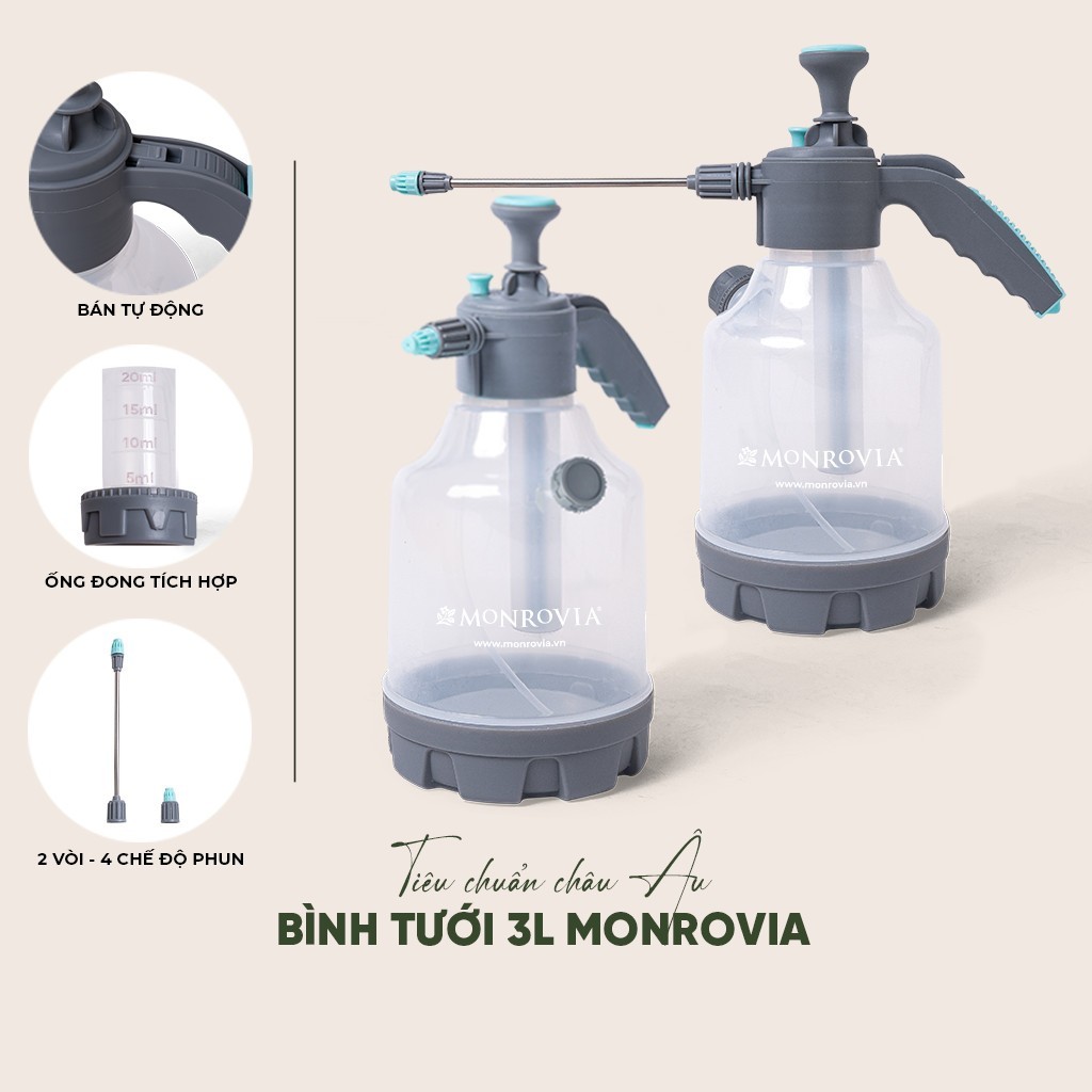 Ảnh Bình xịt tưới cây MONROVIA phun sương tưới cây cảnh, vòi dài, tặng vòi ngắn, màu xanh, tiêu chuẩn Châu Âu 1