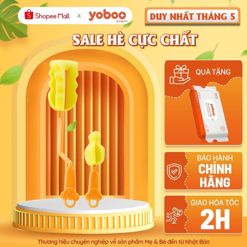 Ảnh Bộ 2 bàn chải làm sạch bình sữa cho bé Yoboo YB-0029 bằng xốp polyurethane mật độ dày, không xơ vữa - Hàng chính hãng 1