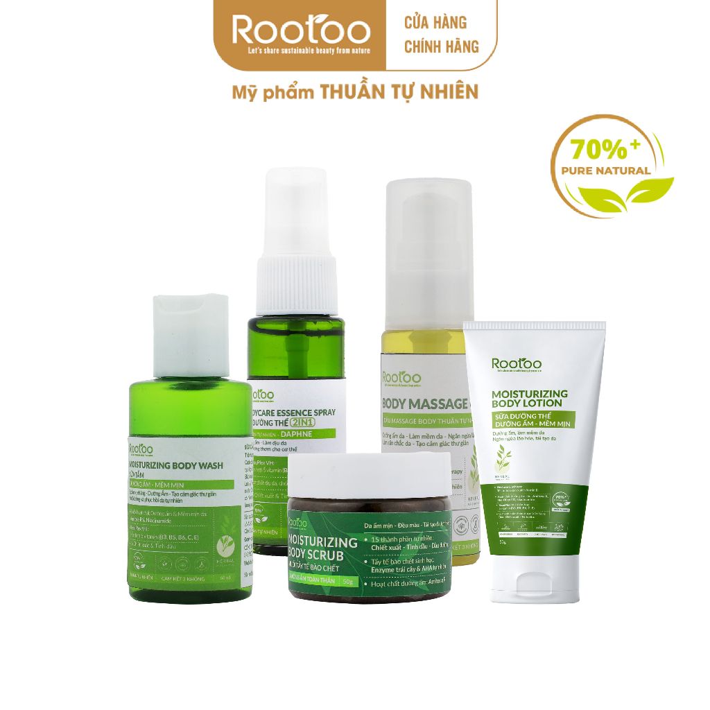 Body Care Travel Kit Rootoo Bộ Sản Phẩm Chăm Sóc Da Thảo Dược Dưỡng Thể