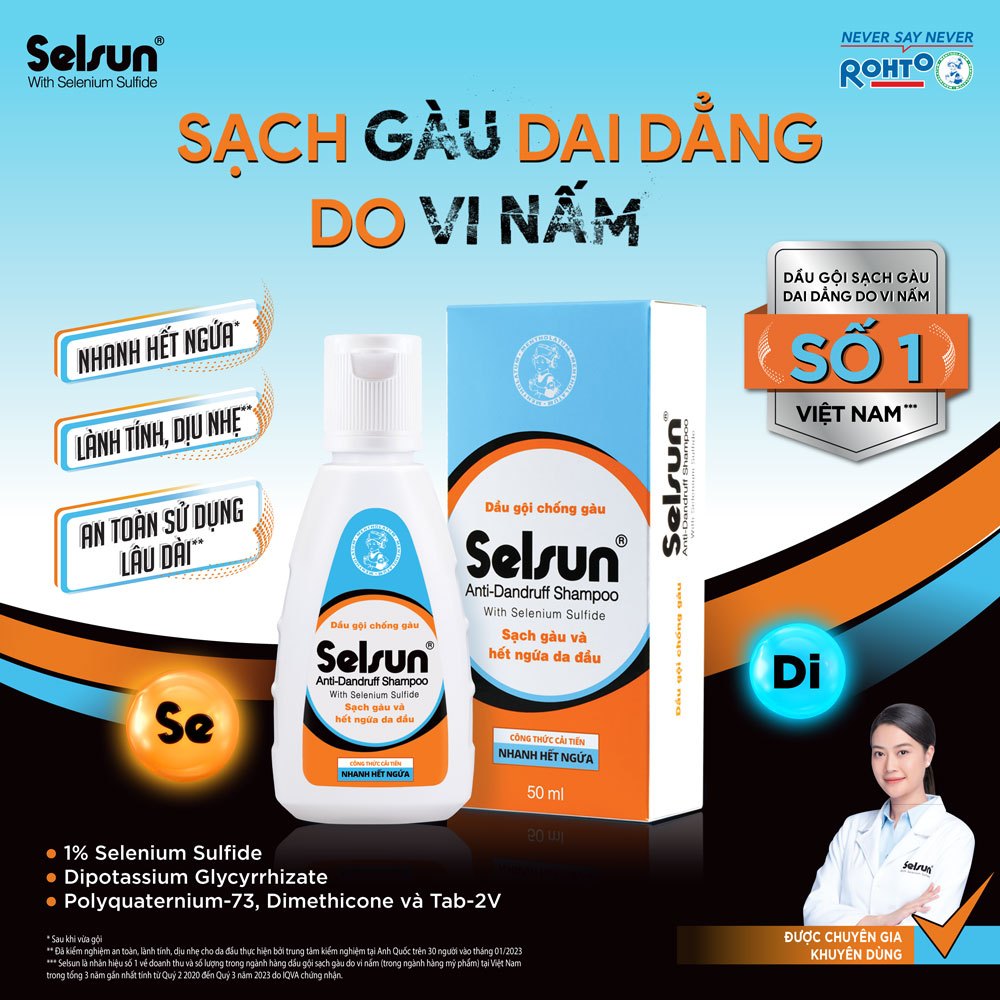 Ảnh Dầu gội Selsun chống gàu, sạch gàu & hết ngứa da đầu Selsun Anti-Dandruff Shampoo 50ml 4