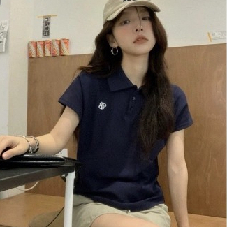 Áo Polo Nữ Cộc Tay Cánh Dơi Thêu chữ TB Nổi Trước Ngực Tôn Dáng Phong Cách Hàn Quốc Chất Poly T28