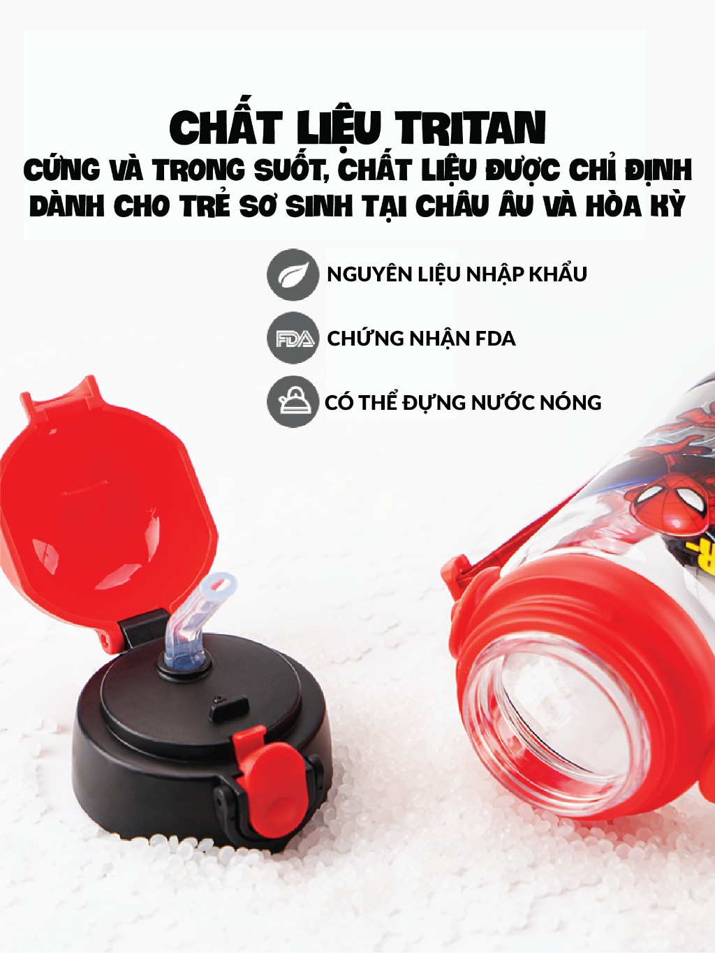 Ảnh Bình uống nước cho bé 1989KIDS chất liệu tritan an toàn cho bé,Bình nước siêu nhân elsa cho trẻ em 2 nắp tiện lợi 3