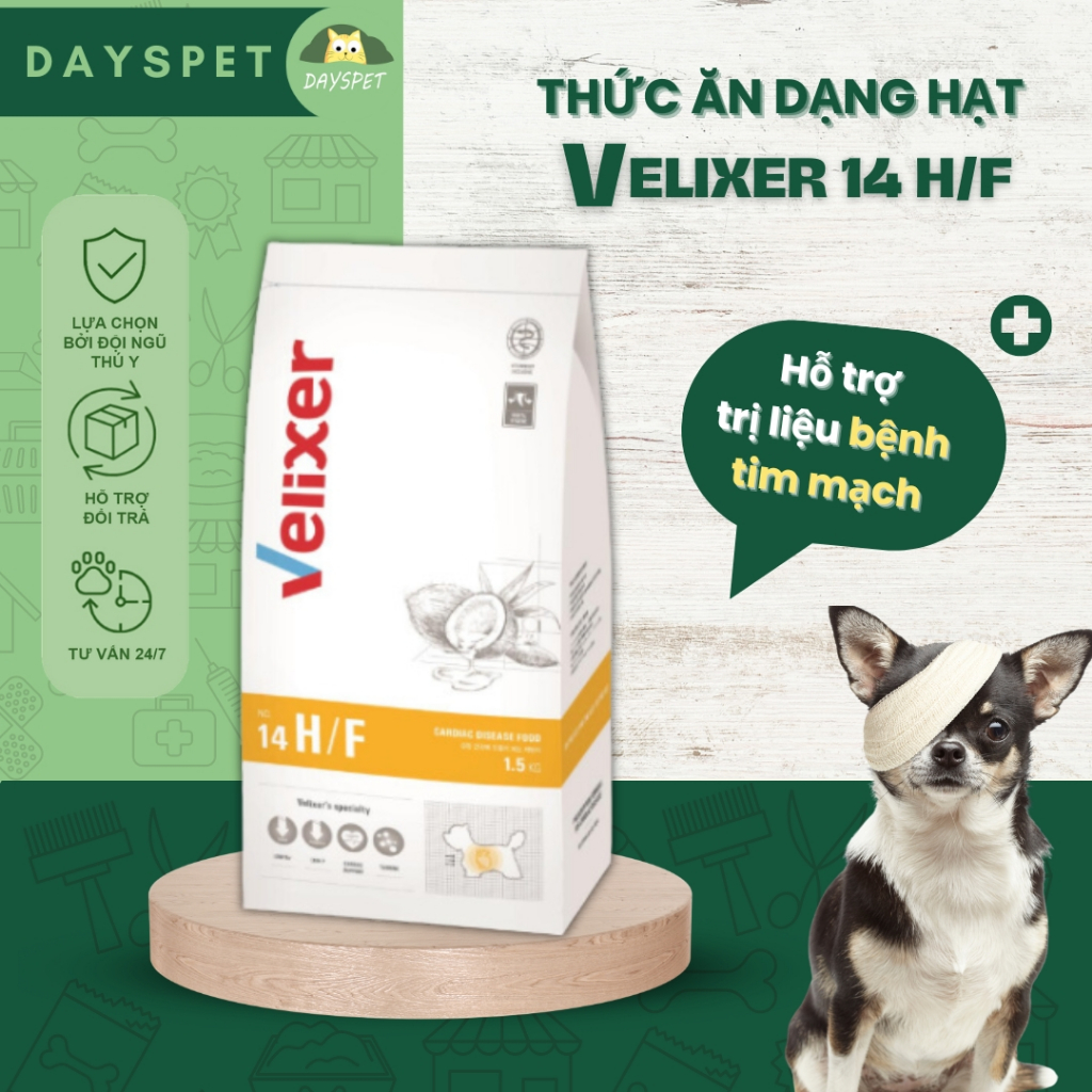 VELIXER Hạt Cho Chó Hỗ Trợ Trị Liệu Bệnh Tim Mạch 1,5kg (Dayspet ...