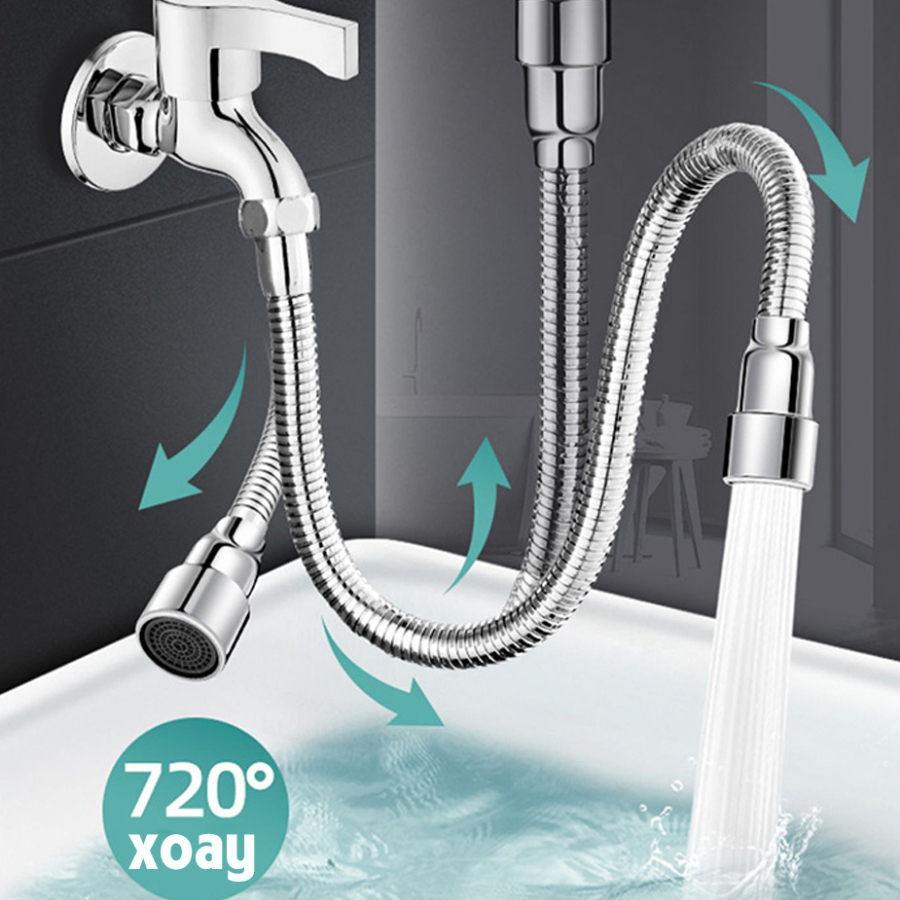 Dây Nối Vòi Nước Đa Năng, Xoay 720 Độ Chất Liệu Inox 304 Khống Gỉ,Sử Dụng Đa Năng Cho Nhiều Loại Vòi
