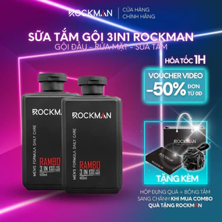 Sữa tắm gội nam ROCKMAN hương nước hoa 3in1 tiện lợi, khử sạch mùi hôi, quà tặng bạn trai - 400ml