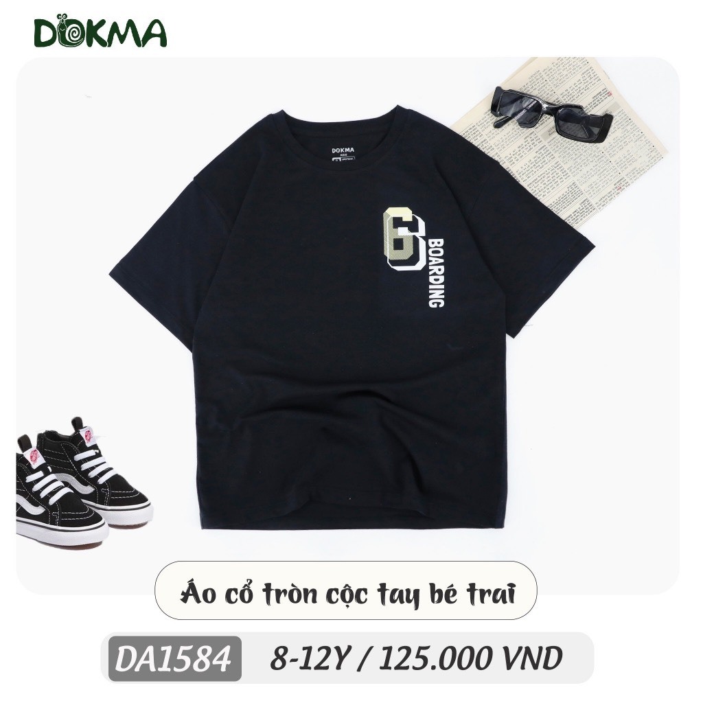 (25-42kg, 8-12Y) Áo Cộc Tay Cổ Tròn Cotton Bé Trai Dokma DA1555 DA2108 DA1507 DA1584 DA2869 DA2873